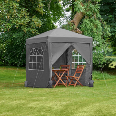 VonHaus Pop Up Gazebo 2x2m, Grey Garden Marquee, Removable Side Panels ...