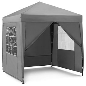 VonHaus Pop Up Gazebo 2x2m, Grey Garden Marquee, Removable Side Panels, Water Resistant Cover, Storage Bag, Anchoring Pegs & Cords