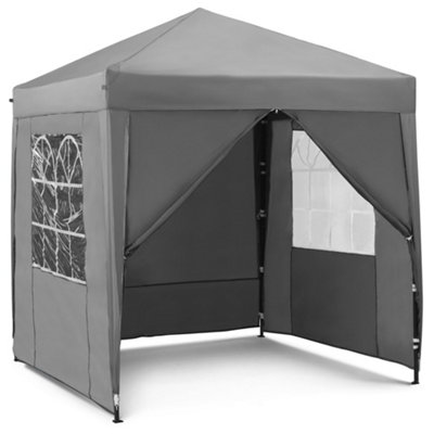 VonHaus Pop Up Gazebo 2x2m, Grey Garden Marquee, Removable Side Panels ...