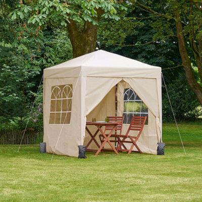 VonHaus Pop Up Gazebo 2x2m, Ivory Garden Marquee, Removable