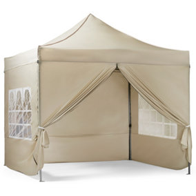 VonHaus Pop Up Gazebo 3 x 3m, Premium Outdoor Garden Marquee Shelter Canopy, Removable Sides, Storage Bag, Sand Bags, Pegs, Ropes