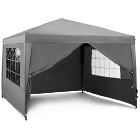 VonHaus Pop Up Gazebo 3 x 3m, Waterproof Garden Marquee Shelter Canopy, Removable Sides, Leg Weight Storage Bags, Pegs, Cords