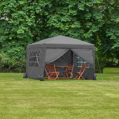 VonHaus Pop Up Gazebo 3 x 3m Waterproof Garden Marquee Shelter Canopy Removable Sides Leg Weight