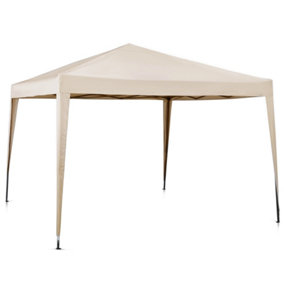 VonHaus Pop Up Gazebo 3x3m, Ivory Garden Marquee, Water Resistant Cover, Telescopic Legs, Storage Bag, Anchoring Pegs and Cords