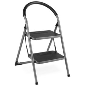 VonHaus Premium 2 Step Ladder, Rubber Grip Folding Ladder for DIY and Gardening, Durable Steel Step Ladder, 150KG Max Capacity