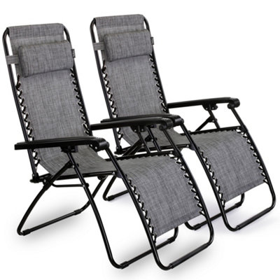 VonHaus Premium Sun Lounger Garden Chairs Set of 2 Weather