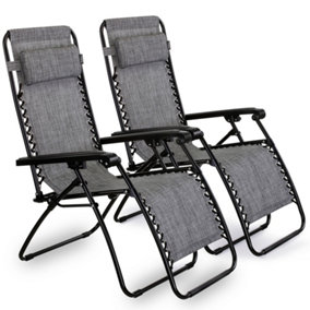 VonHaus Grey Sunloungers Garden seating B Q