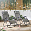 VonHaus Premium Sun Lounger Garden Chairs Set of 2, Weather Resistant Textoline Zero Gravity Chairs for Garden with Steel Frame