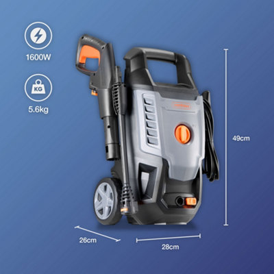 VonHaus Pressure Washer 1600W, Portable Power Washer for Patio, Car, Fences, Jet Wash w/ Accessories, 130 Bar Max Water Pressure