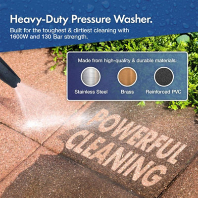 VonHaus Pressure Washer 1600W, Portable Power Washer for Patio, Car, Fences, Jet Wash w/ Accessories, 130 Bar Max Water Pressure