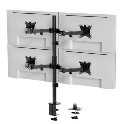 VonHaus Quad Monitor Mount For 13-32 Inch Screens - Four Screen Monitor Bracket With Tilt, Swivel & Rotate Function