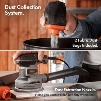 VonHaus Random Orbit Sander - Variable Speed up to 14000RPM with 12 Sanding Pads Included