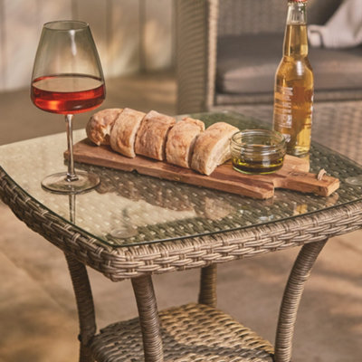 VonHaus Rattan Bistro Set - Patio Table and Chairs Set of 2 - Balcony Furniture Patio Set - Garden Bistro Set for 2 for Outdoor - 6