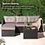 VonHaus Rattan Corner Chaise Sofa Set & Table, 3-4 Seater Corner Garden Sofa Set, Water Resistant Rattan Lounge Set & Cushions
