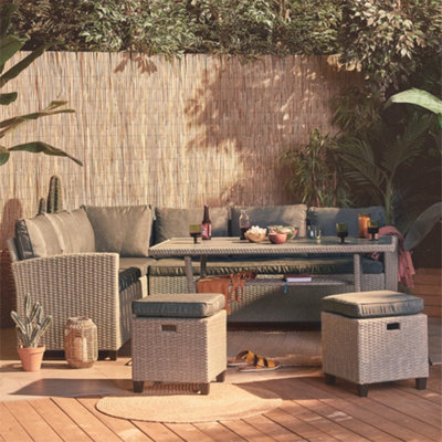 VonHaus Rattan Garden Furniture Dining Set Garden Sofa for