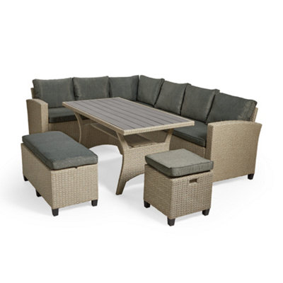 VonHaus Rattan Garden Furniture Dining Set Garden Sofa for