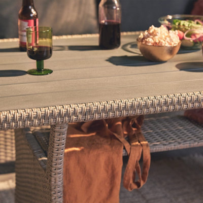 VonHaus Rattan Garden Furniture Set, 9 Seater Outdoor Dining Set with Sofa, Table & Chairs for ...