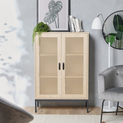 Rattan tall outlet cabinet