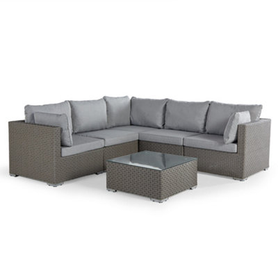 VonHaus Rattan Sofa Set Footstool Amalfi 6 Seater Corner Sofa