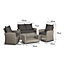 VonHaus Rattan Sofa Set, Premium Grey 4 Seater Lounge Set w/ Sofa, Glass Top Coffee Table & Armchairs for Garden, Terrace & Patio