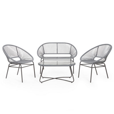 VonHaus Rope Sofa Set - Sofa B&Q Table Chairs Outdoor Table & w/ Garden Weatherproof Set 4 Garden Seater Lounge | - & Frame Coffee at DIY Set