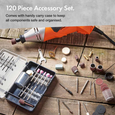 VonHaus Rotary Tool, Multi Tool Power Tool Kit Set, Combi Tool, 120PC Accessory Dremel Compatible Bit Set & Storage Case