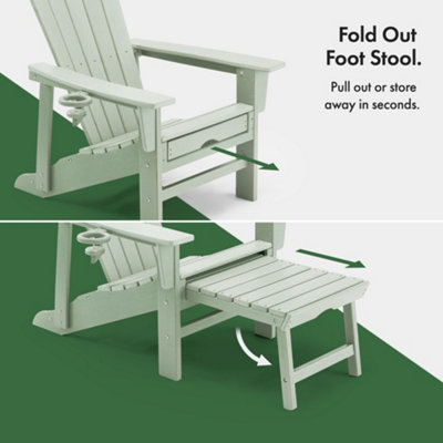 VonHaus Sage Green Adirondack Chair & Folding Foot Stool