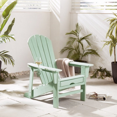 VonHaus Sage Green Adirondack Chair Folding Foot Stool, Water