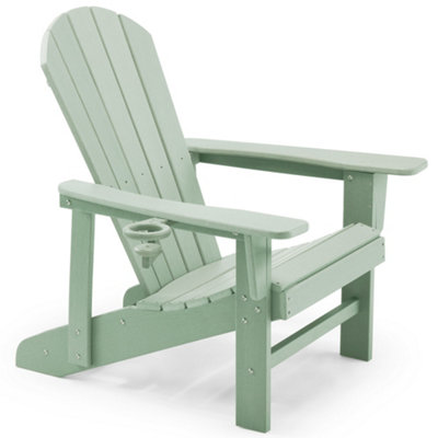 VonHaus Sage Green Adirondack Chair for Garden Terrace Patio Balcony Waterproof HDPE Slatted Style Chair Garden Chair DIY at B Q
