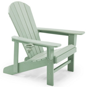 VonHaus Sage Green Adirondack Chair for Garden, Terrace, Patio & Balcony - Waterproof HDPE Slatted Style Chair & Garden Chair