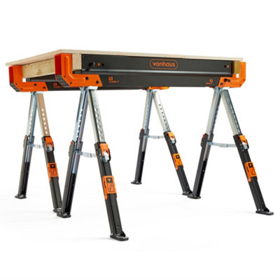 VonHaus Saw Horse Twin Pack, Folding Saw Horse & Supports up to 589kg Per Trestle