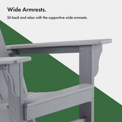 VonHaus Set of 2 Rocking Adirondack Chair, Grey Outdoor