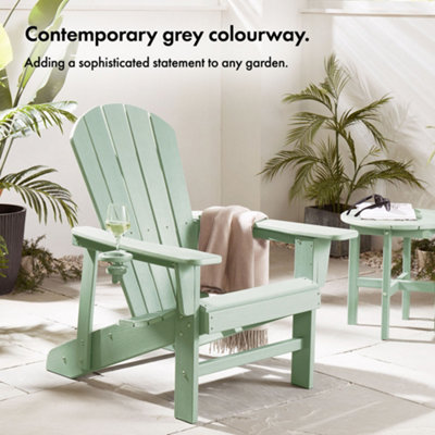 VonHaus Set of 2 Sage Green Adirondack Chair for Waterproof HDPE Slatted Style Chair Garden Chair DIY at B Q