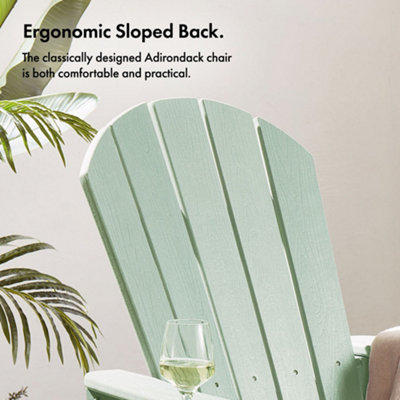 VonHaus Set of 2 Sage Green Adirondack Chair for - Waterproof HDPE Slatted Style Chair & Garden Chair