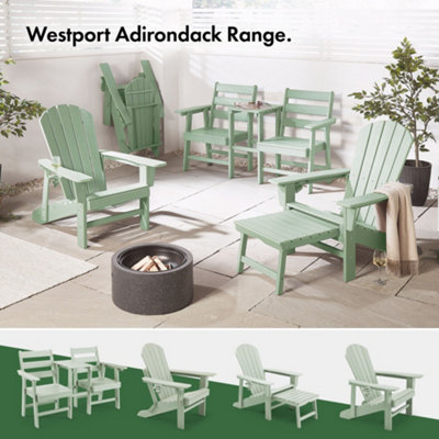 VonHaus Set of 2 Sage Green Adirondack Chair for Waterproof HDPE Slatted Style Chair Garden