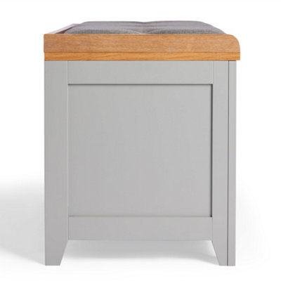 VonHaus Shoe Storage Bench with Padded Seat & 4 Open Storage Shelves - Grey Multifunctional Hall Shoe Rack Bench w/Ash Wood Veneer