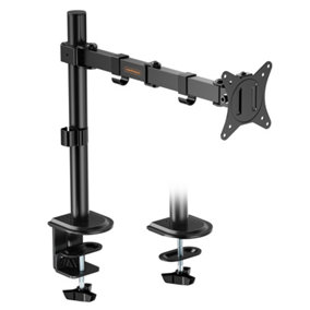 VonHaus Single Arm Monitor Mount for 13-32 Screens - Adjustable PC Monitor Arm with C-Clamp & Grommet - 180 Tilt and 360 Swivel