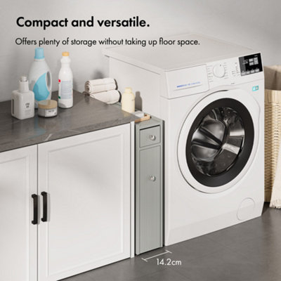 Shop VonHaus Slim Bathroom Storage Unit, Freestanding Grey Slimline ...