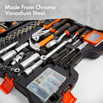 VonHaus Socket & Tool Set, 256 Piece Tool Set with Storage Case, Spanners, Pliers, Screwdrivers, Hammer, Grips & more