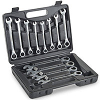 VonHaus Spanner Sets from 6mm to 17mm - 12 Piece Ratchet Spanner Set with Carry Case, Perfect for Home, Bike, and Car Repairs