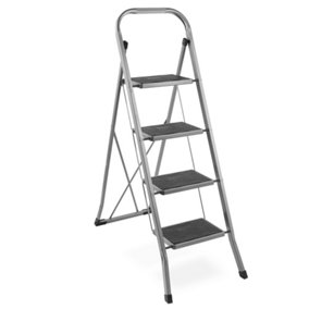 VonHaus Step Ladder 4 Step, Step Ladders for DIY & Gardening Projects, Durable Steel, Foldable Step Ladder, 150KG Max Capacity
