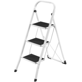 VonHaus Step Ladder, Anti Slip, Folding Two Step Ladder for Kitchen, DIY, Gardening, 3 Step Ladder, 150KG Max Capacity, Foldable