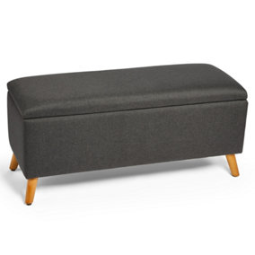 VonHaus Storage Ottoman, Charcoal Grey End of Bed Storage, Internal Storage Space, Soft Close Hinges, for Bedroom, Living Room