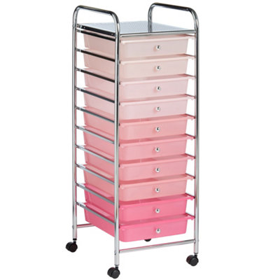 10 Drawer Rolling Storage Cart Plastic Utility Craft Cart with Drawer and  Wheels