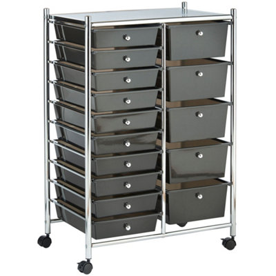 15 Drawer Mobile Organizing Tower Rolling Cart, Multi-Colored