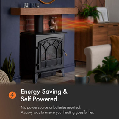 VonHaus Stove Fan with 4 Blades for Wood/Log Burners, Fireplaces, Stove  Heaters, Silent Operation, Eco Friendly, Self Powered | DIY at Bu0026Q