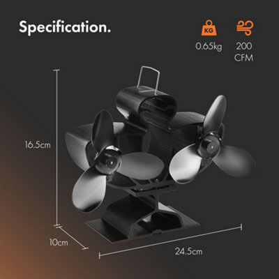 VonHaus Stove Fan with 6 Blades for Wood/Log Burners, Fireplaces, Stove  Heaters, Silent Operation, Eco Friendly, Self Powered | DIY at Bu0026Q