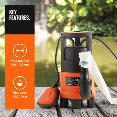 VonHaus Submersible Water Pump 400W w/ 8m Hose, Jubilee Clips, Float Switch, Hose Connector to Drain Pond, Swimming Pool, Hot Tub