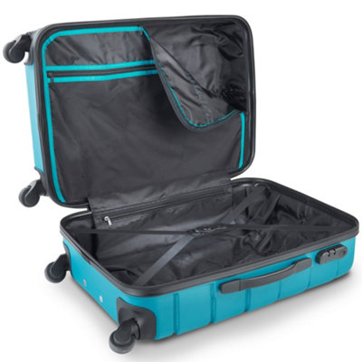 VonHaus Suitcase Set, Teal 3pc Wheeled Luggage, ABS Plastic Carry On or Check in Travel Case, Hard Shell with 4 Spinner Wheels