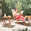 VonHaus Sun Lounger, Steamer Chair, Folding Chair for Garden & Removable Footstool, Foldable Reclining Acacia Hardwood Sunlounger